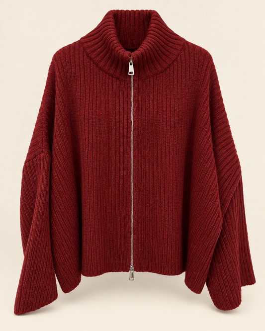 Strickjacke mit Zipper & Stehkragen
