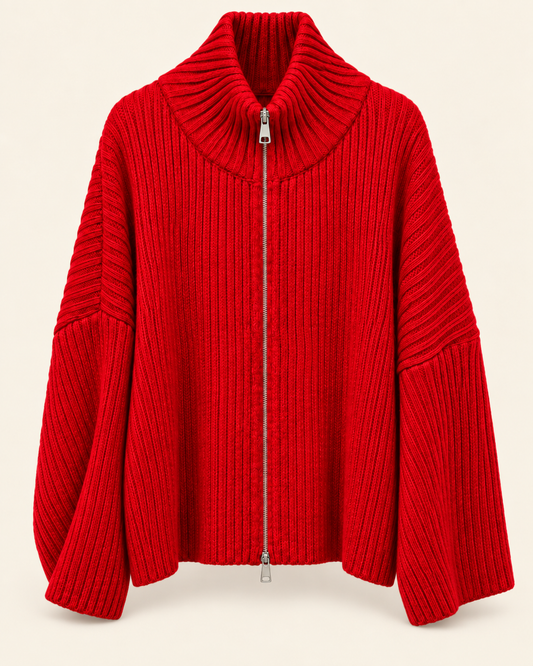 Strickjacke mit Zipper & Stehkragen