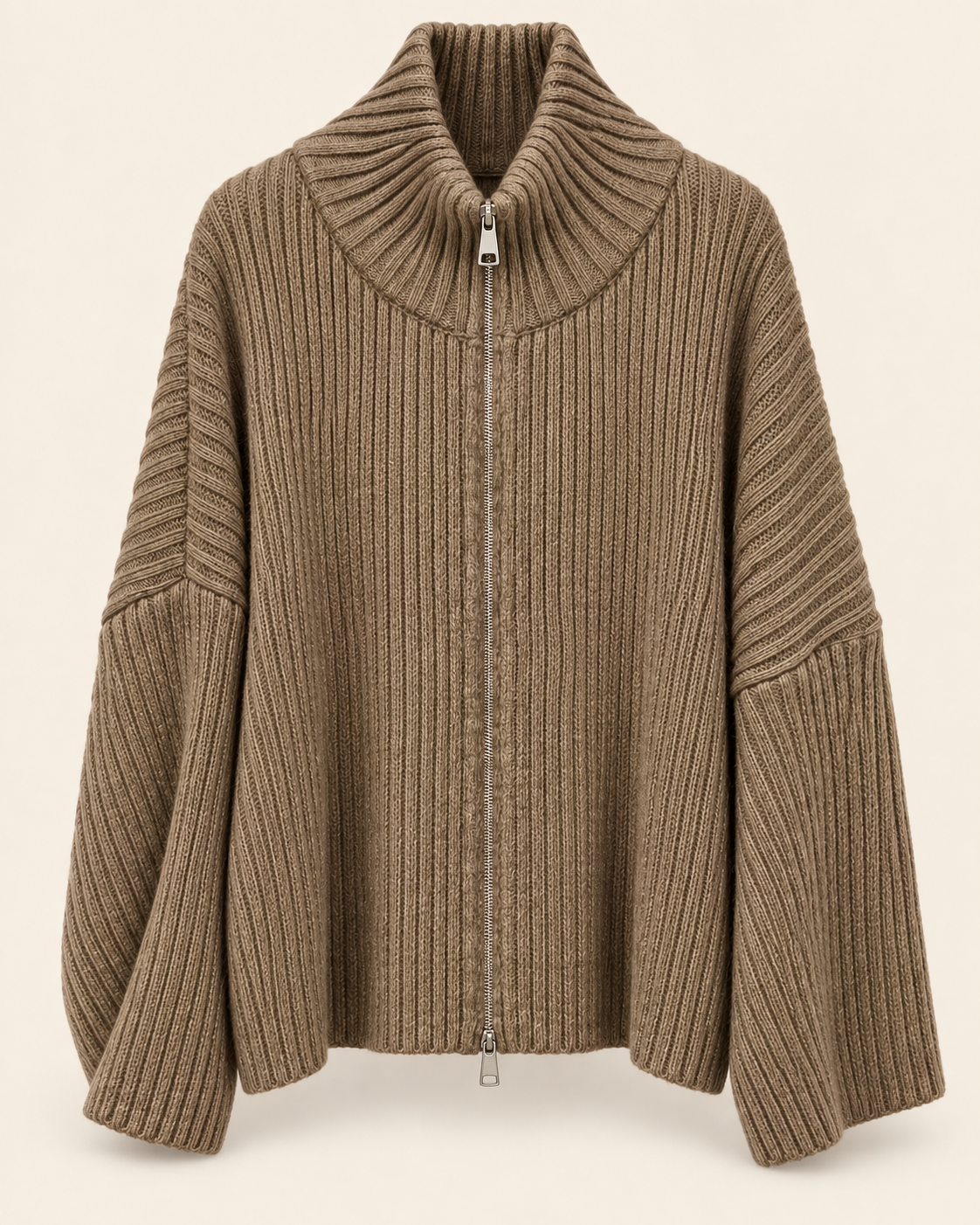 Strickjacke mit Zipper & Stehkragen