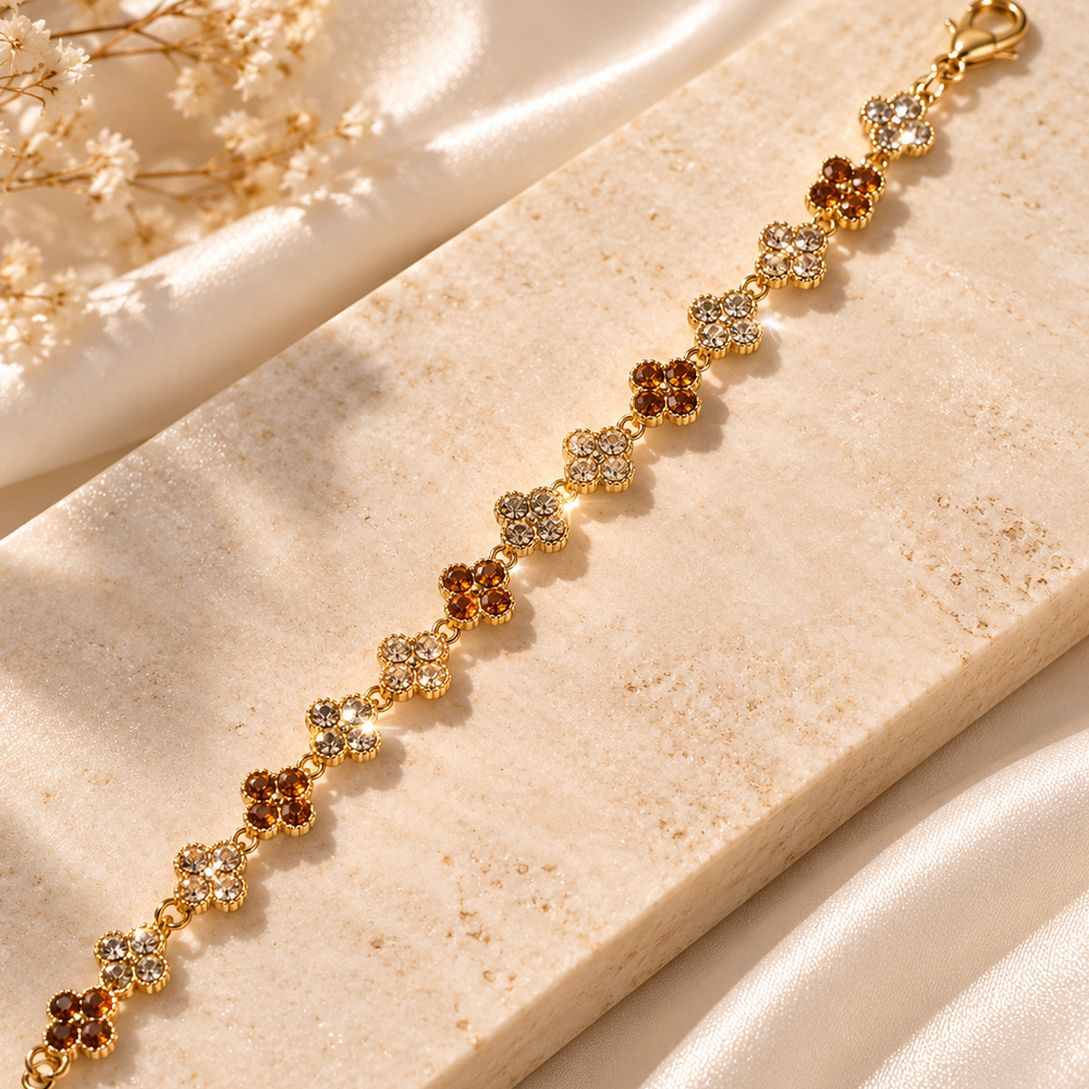 Blütenzauber – Goldenes Edelstahl Armband